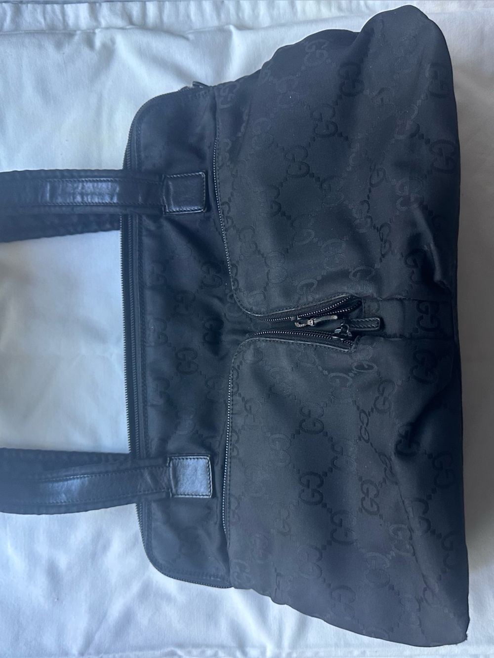Gucci Black GG Monogram Duffel Tote - Men's/Women's Travel Bag